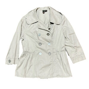 Serenade Women’s Khaki Light Tan Jacket with Metal Buttons 100% Cotton Size S